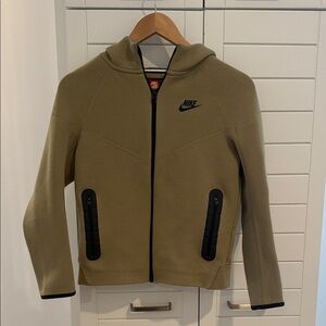 Nike tech Khaki Zip-Up Hoodie with Black Details